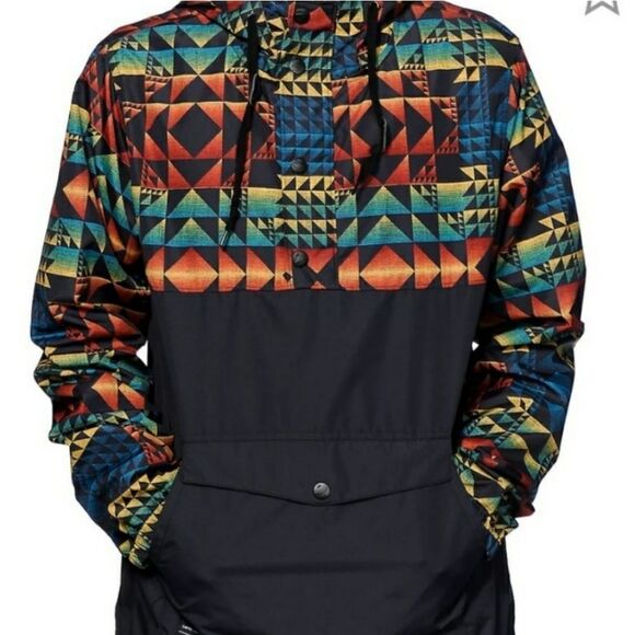 Empyre Surplus Co - Hooded jacket with pocket - Medium Aztec Print Windbreaker - Picture 2 of 13